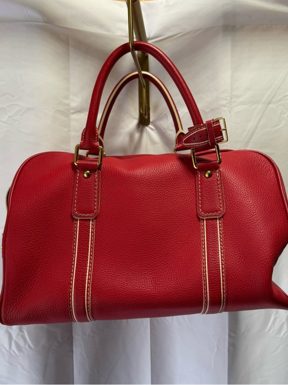 Louis Vuitton Red Leather Satchel Handbag - Designer Style - Picture 7 of 10